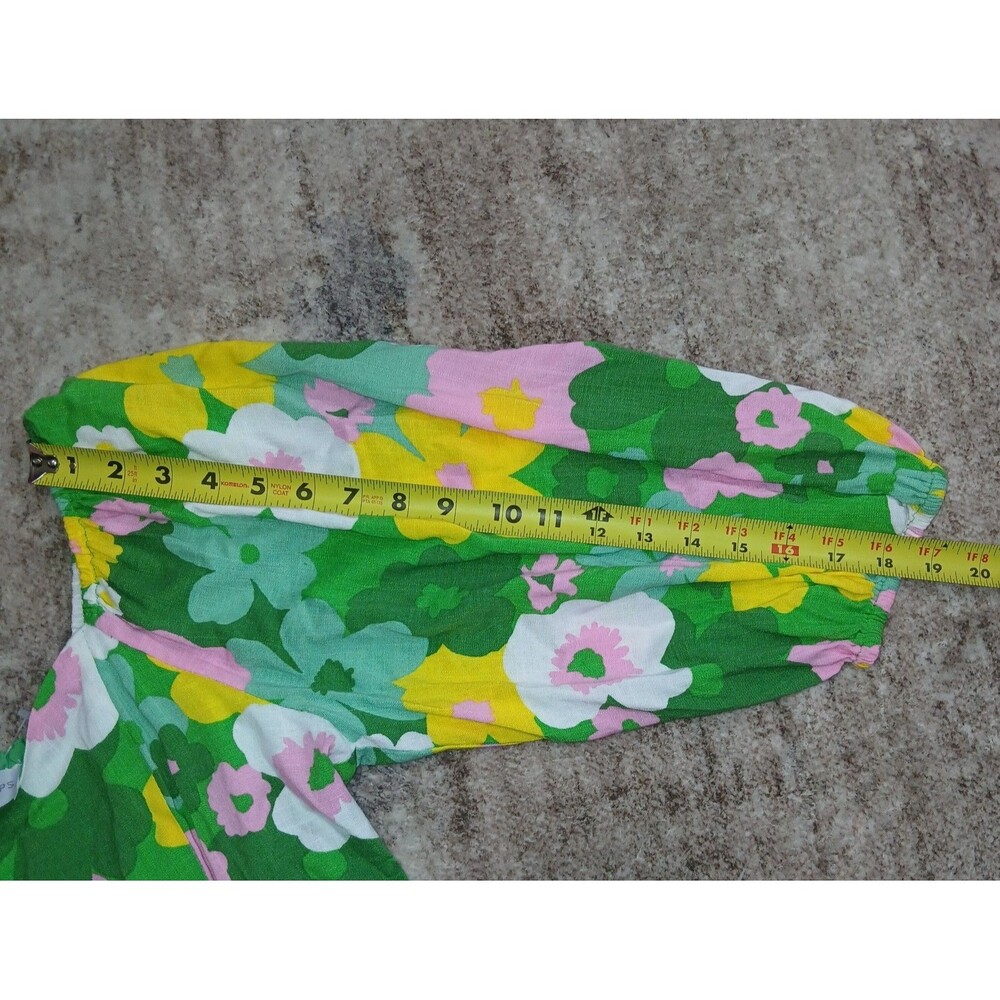 Sugarlips Women's Large Green Floral Mini Dress Puff Sleeve Square Neck - Picture 15 of 16